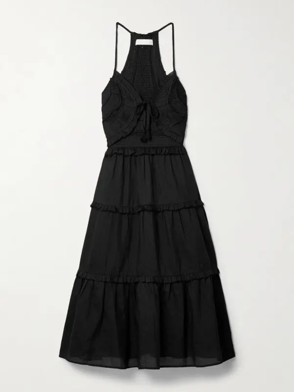 NWT Sea New York Cole Ruffled Pintucked Tiered Ramie Midi Dress